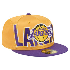 Los Angeles Lakers Satin Two-Tone 59FIFTY Fitted Hat Gold/Purple - New Era