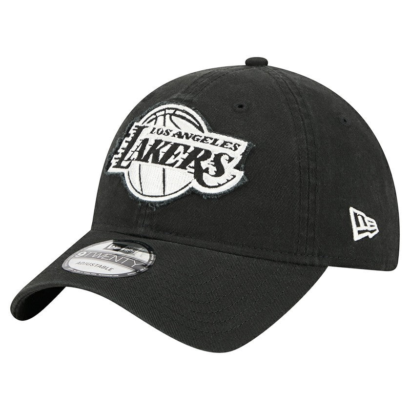 Los Angeles Lakers Stamp Fabric Applique 9TWENTY Adjustable Hat Black - New Era