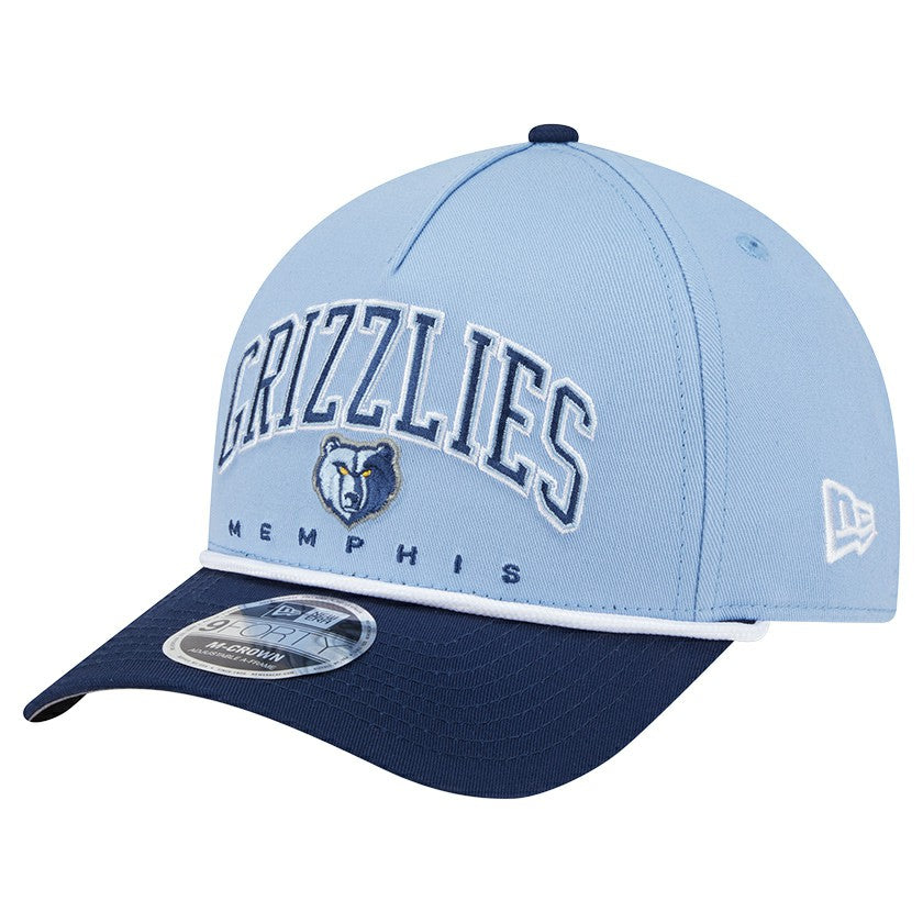 Memphis Grizzlies Bold Arch COOLERA 9FORTY A-Frame M-Crown Adjustable Hat Light Blue - New Era