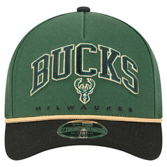 Milwaukee Bucks Bold Arch COOLERA 9FORTY A-Frame M-Crown Adjustable Hat Hunter Green - New Era