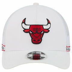Chicago Bulls Featherweight Team Tape 9FORTY M-Crown A-Frame Adjustable Hat White - New Era