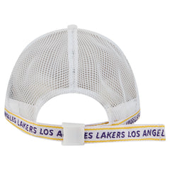 Los Angeles Lakers Featherweight Team Tape 9FORTY M-Crown A-Frame Adjustable Hat White - New Era