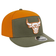 Chicago Bulls Two-Tone Color Pack Split Panel 9FIFTY Adjustable Hat Olive/Burnt Orange - New Era