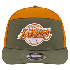 Los Angeles Lakers Two-Tone Color Pack Split Panel 9FIFTY Adjustable Hat Olive/Burnt Orange - New Era