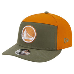 Golden State Warriors Two-Tone Color Pack Split Panel 9FIFTY Adjustable Hat Olive/Burnt Orange - New Era