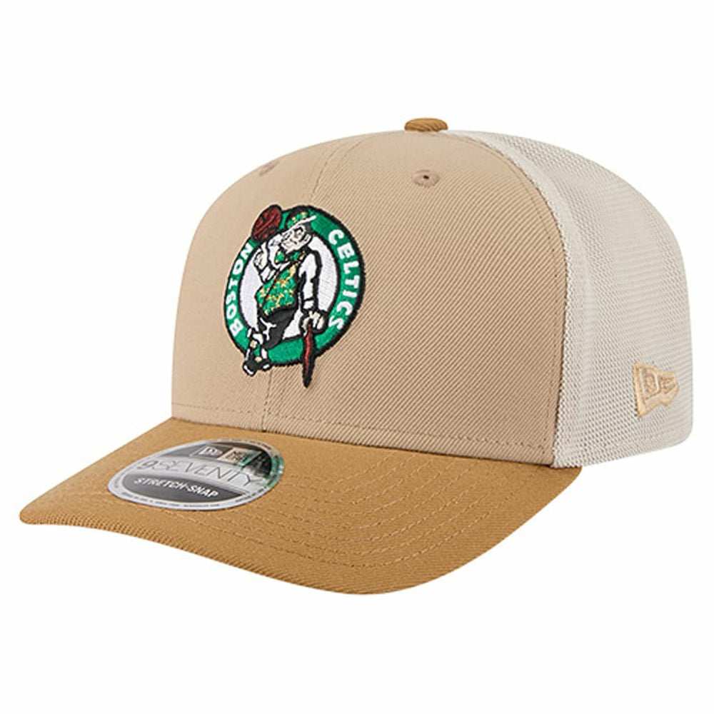 Boston Celtics Two-Tone 9SEVENTY Adjustable Trucker Hat Tan/Light Brown - New Era
