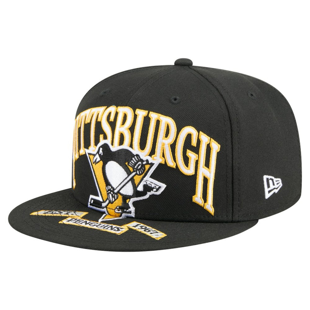 Pittsburgh Penguins New Era Oversized Vintage Arch 59Fifty Fitted Hat - Black | US 202715409