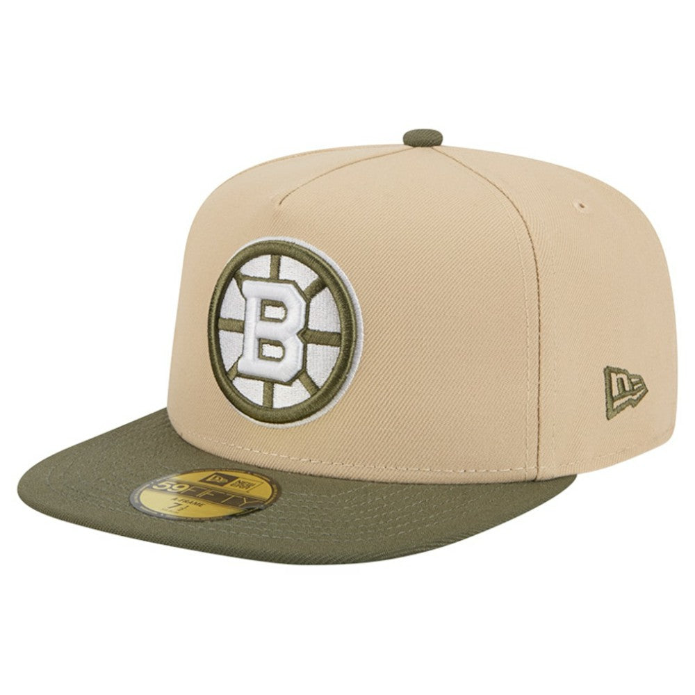 Boston Bruins New Era Color Pack Two-Tone 59FIFTY A-Frame Fitted Hat - Tan/Olive | US 202715428