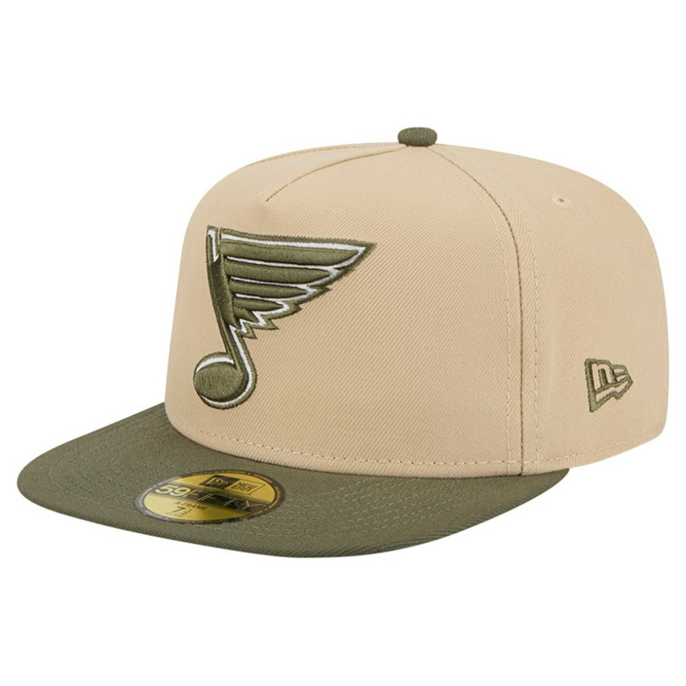 St. Louis Blues New Era Color Pack Two-Tone 59FIFTY A-Frame Fitted Hat - Tan/Olive | US 202715434
