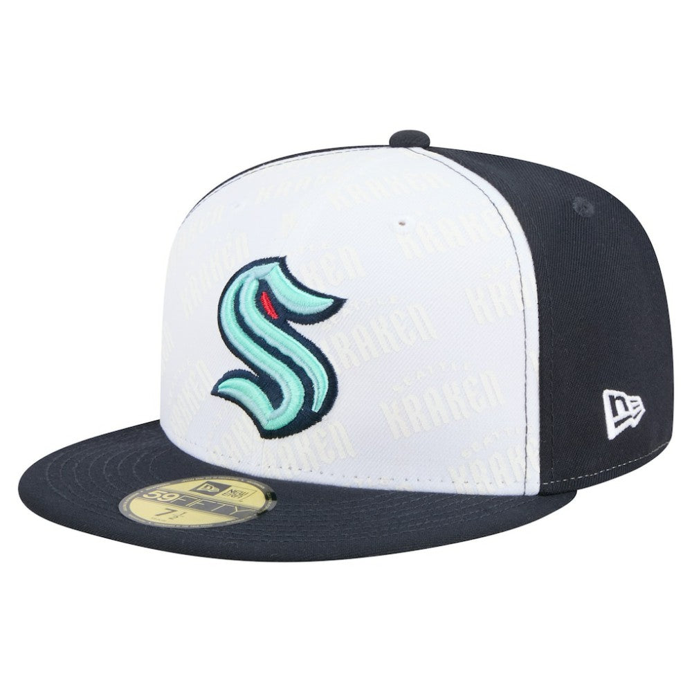 Seattle Kraken New Era Repeat Two-Tone 59FIFTY Fitted Hat - White/Deep Sea Blue | US 202715475