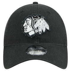 Chicago Blackhawks New Era Stamp Fabric Applique 9TWENTY Adjustable Hat - Black | US 202715523