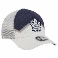 Toronto Maple Leafs New Era Hockey Sock 9FORTY A-Frame M-Crown Adjustable Trucker Hat - White/Blue | US 202715532