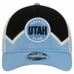 Utah Mammoth New Era Hockey Sock 9FORTY A-Frame M-Crown Adjustable Trucker Hat - Light Blue/Black | US 202715533