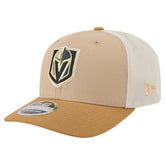 Vegas Golden Knights New Era Two-Tone Trucker 9SEVENTY Stretch Snap Adjustable Hat - Tan/Light Brown | US 202715687