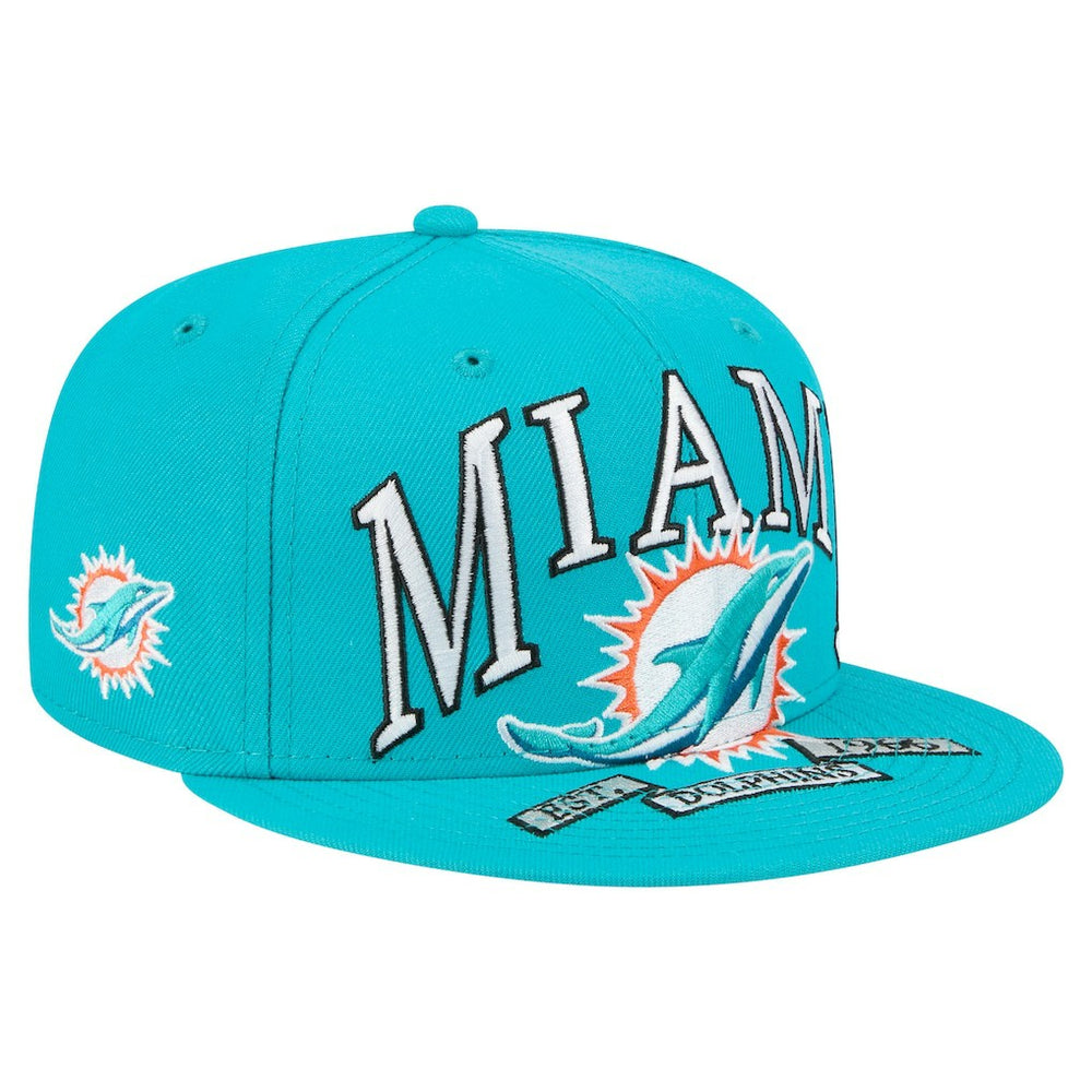 Miami Dolphins New Era Oversized 59FIFTY Fitted Hat - Aqua Hats