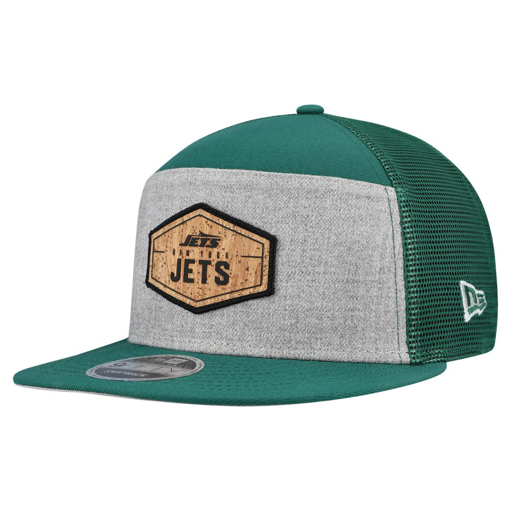 New York Jets New Era Cork Split Panel 9FIFTY Trucker Snapback Hat - Gray/Green Hats
