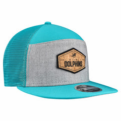 Miami Dolphins New Era Cork Split Panel 9FIFTY Trucker Snapback Hat - Gray/Aqua Hats