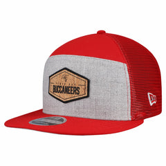 Tampa Bay Buccaneers New Era Cork Split Panel 9FIFTY Trucker Snapback Hat - Gray/Red Hats