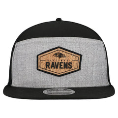 Baltimore Ravens New Era Cork Split Panel 9FIFTY Trucker Snapback Hat - Gray/Black Hats