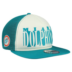 Miami Dolphins New Era Throwback Cutout A-Frame 9FIFTY Snapback Hat - Cream/Aqua Hats