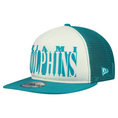 Miami Dolphins New Era Throwback Cutout A-Frame 9FIFTY Snapback Hat - Cream/Aqua Hats