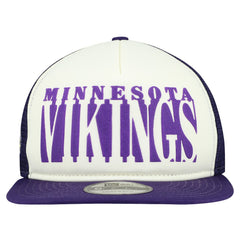 Minnesota Vikings New Era Cutout A-Frame 9FIFTY Snapback Hat - Cream/Purple Hats