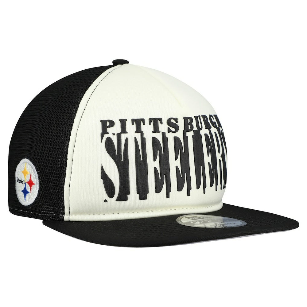 Pittsburgh Steelers New Era Cutout A-Frame 9FIFTY Snapback Hat - Cream/Black Hats