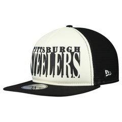 Pittsburgh Steelers New Era Cutout A-Frame 9FIFTY Snapback Hat - Cream/Black Hats