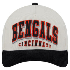 Cincinnati Bengals New Era Head Two-Tone Sided Corduroy 9FORTY A-Frame Adjustable Hat - Cream/Black Hats