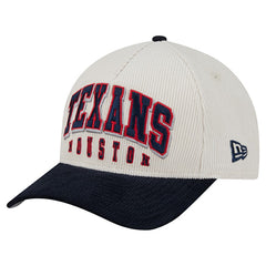 Houston Texans New Era Two-Tone Sided Corduroy 9FORTY A-Frame Adjustable Hat - Cream/Navy Hats