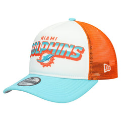 Miami Dolphins New Era Youth Streak 9FORTY A-Frame Adjustable Hat - White/Aqua Hats