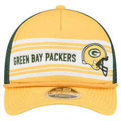 Green Bay Packers New Era Linear A-Frame 9FORTY Adjustable Hat - Gold Hats