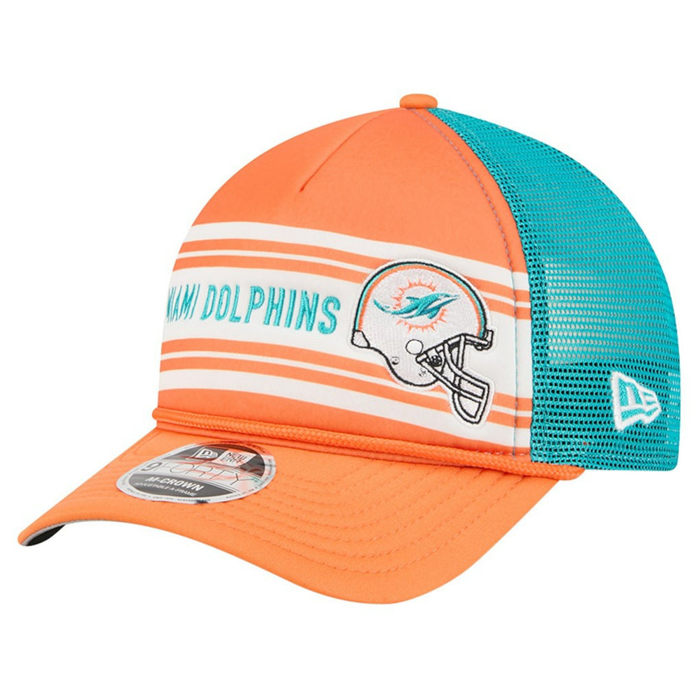 Miami Dolphins New Era Linear A-Frame 9FORTY Adjustable Hat - Orange Hats