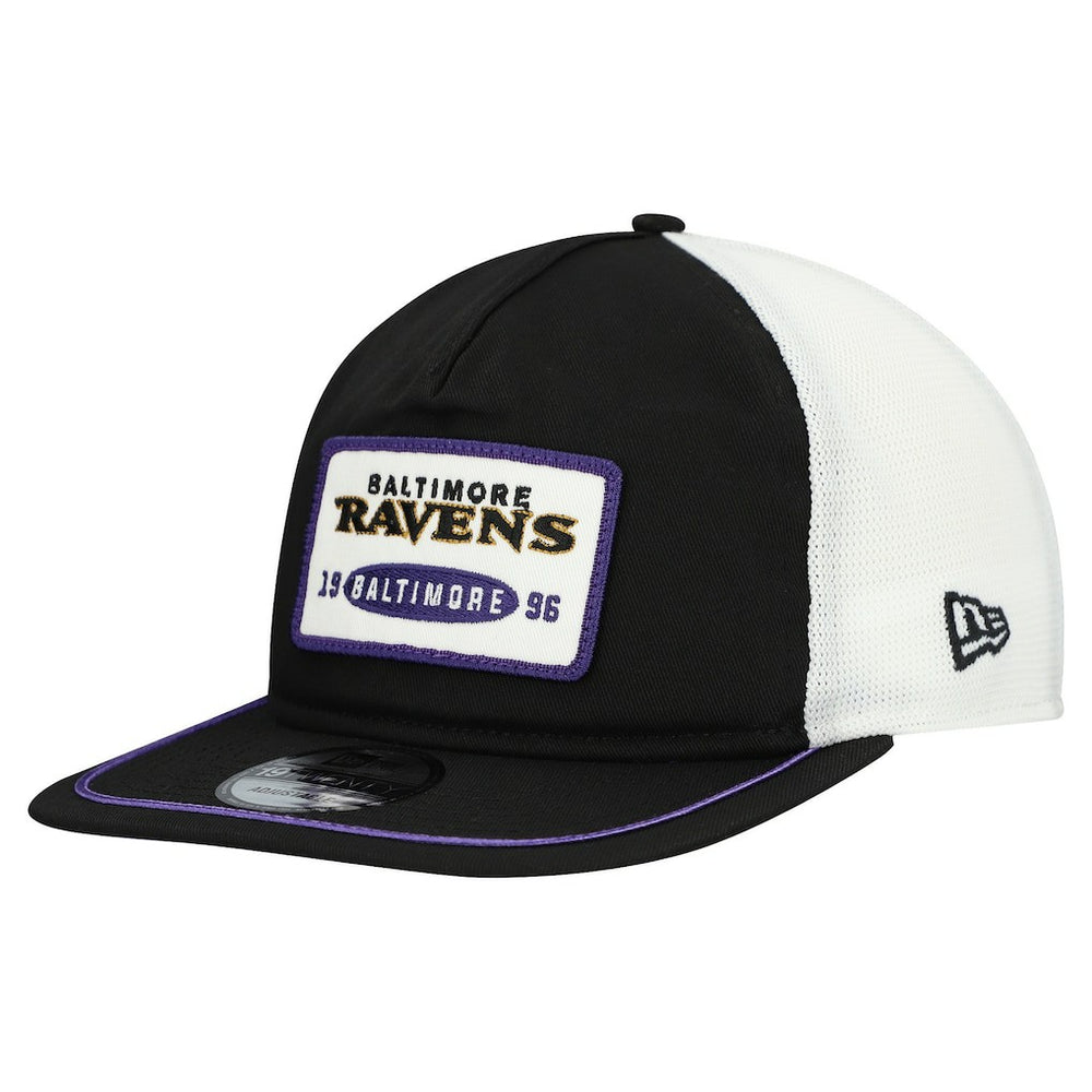 Baltimore Ravens New Era Patch 19TWENTY Adjustable Hat - Black/White Hats