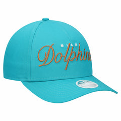 Miami Dolphins New Era Women's Metallic 9FORTY M-Crown A-Frame Adjustable Hat - Aqua Hats