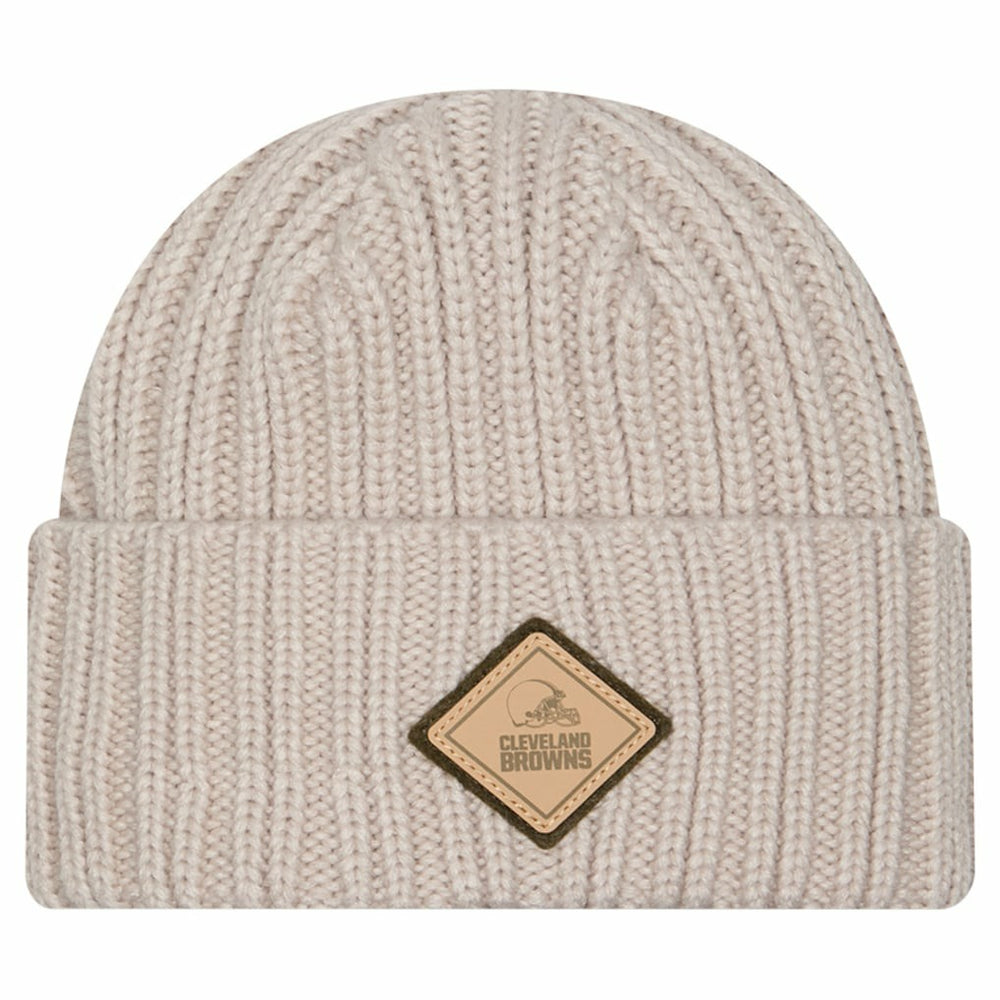 Cleveland Browns New Era Logo Applique Cuffed Knit Hat - Light Beige Hats
