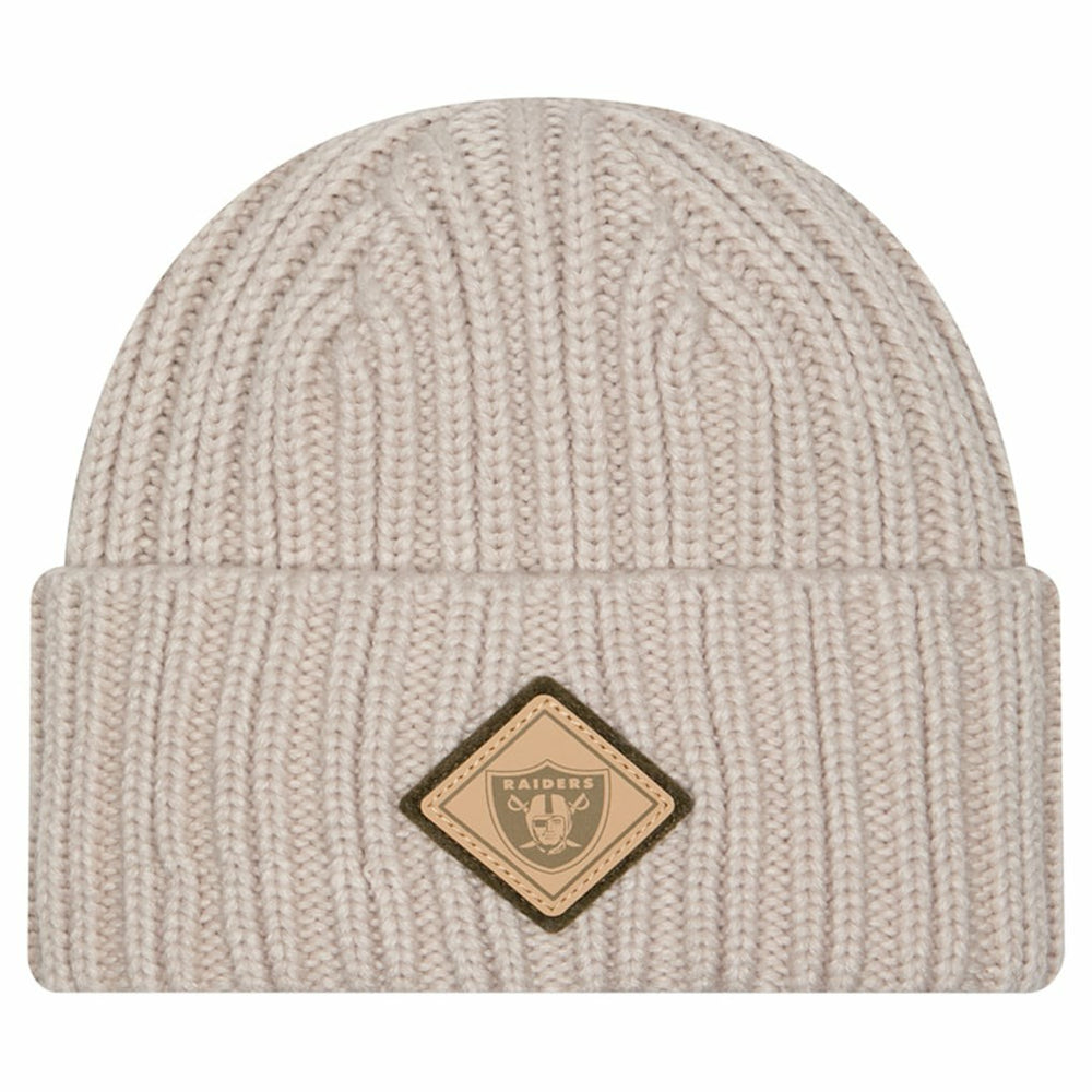 Las Vegas Raiders New Era Logo Applique Cuffed Knit Hat - Light Beige Hats
