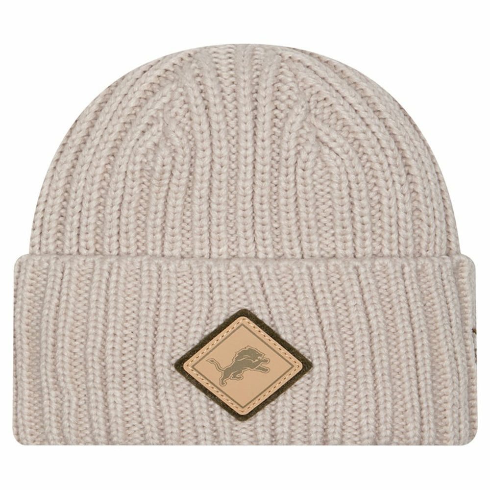 Detroit Lions New Era Logo Applique Cuffed Knit Hat - Light Beige Hats