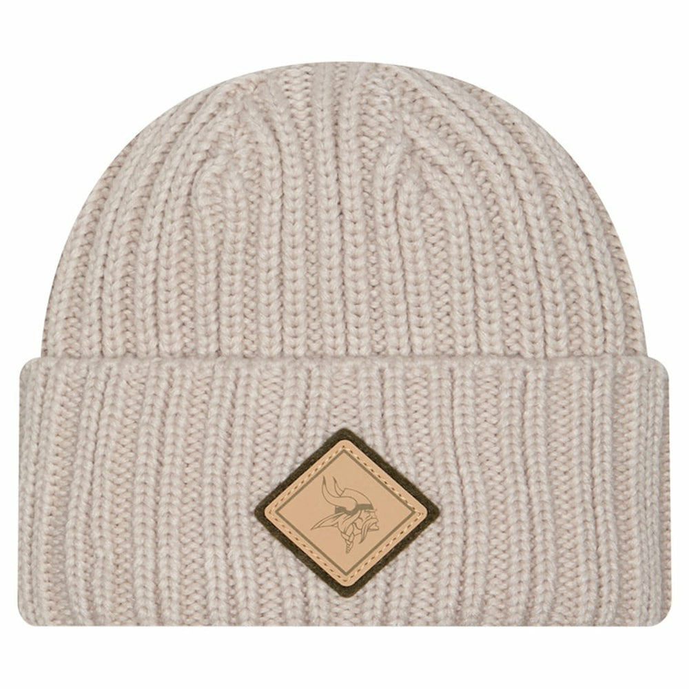 Minnesota Vikings New Era Logo Applique Cuffed Knit Hat - Light Beige Hats