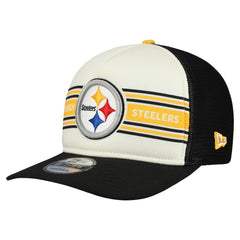 Pittsburgh Steelers New Era Banner A-Frame 9FIFTY Snapback Hat - Cream/Black Hats