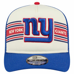 New York Giants New Era Youth Banner 9FIFTY A-Frame Adjustable Trucker Hat - Cream/Royal Hats