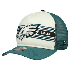Philadelphia Eagles New Era Youth Banner 9FIFTY A-Frame Adjustable Trucker Hat - Cream/Midnight Green Hats