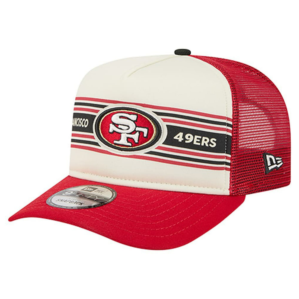 San Francisco 49ers New Era Youth Banner 9FIFTY A-Frame Adjustable Trucker Hat - Cream/Scarlet Hats
