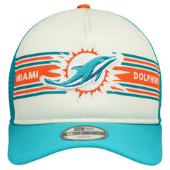 Miami Dolphins New Era Youth Banner 9FIFTY A-Frame Adjustable Trucker Hat - Cream/Aqua Hats
