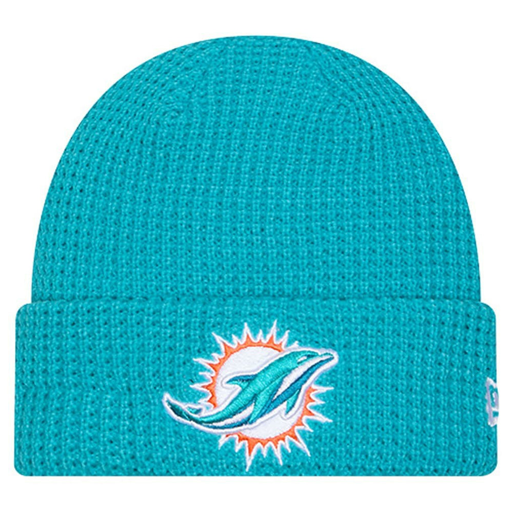 Miami Dolphins New Era Youth Waffle Cuffed Knit Hat - Aqua Hats