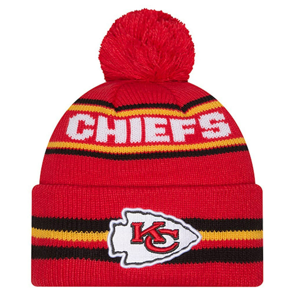 Kansas City Chiefs New Era Youth Classic Cuffed Knit Hat with Pom - Red Hats