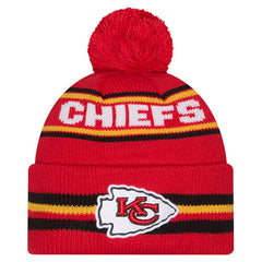 Kansas City Chiefs New Era Youth Classic Cuffed Knit Hat with Pom - Red Hats
