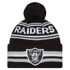 Las Vegas Raiders New Era Youth Classic Cuffed Knit Hat with Pom - Black Hats