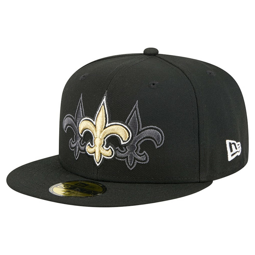 New Orleans Saints New Era Tri-Hit 59FIFTY Fitted Hat - Black Hats