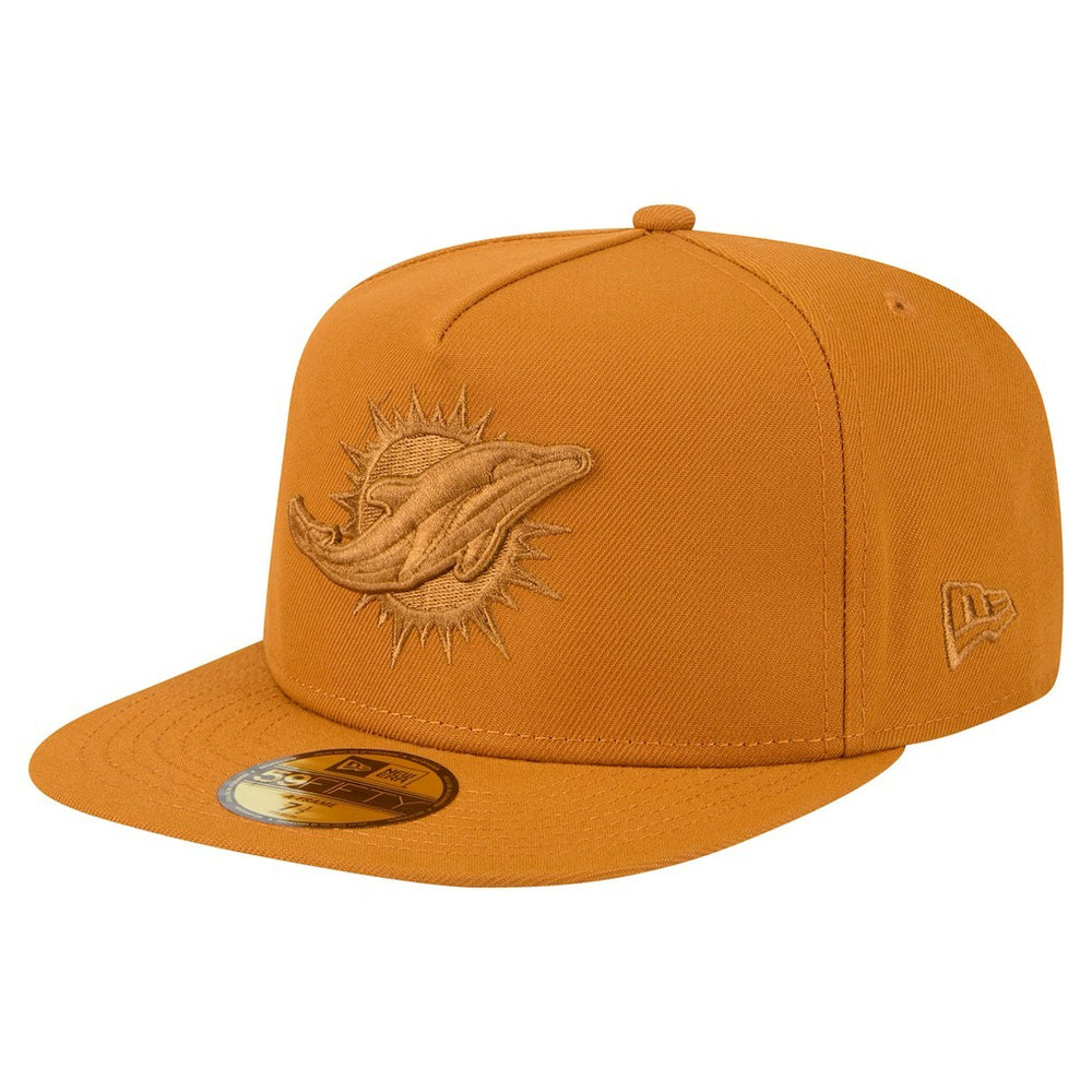 Miami Dolphins New Era Color Pack A-Frame 59FIFTY Fitted Hat - Brown Hats